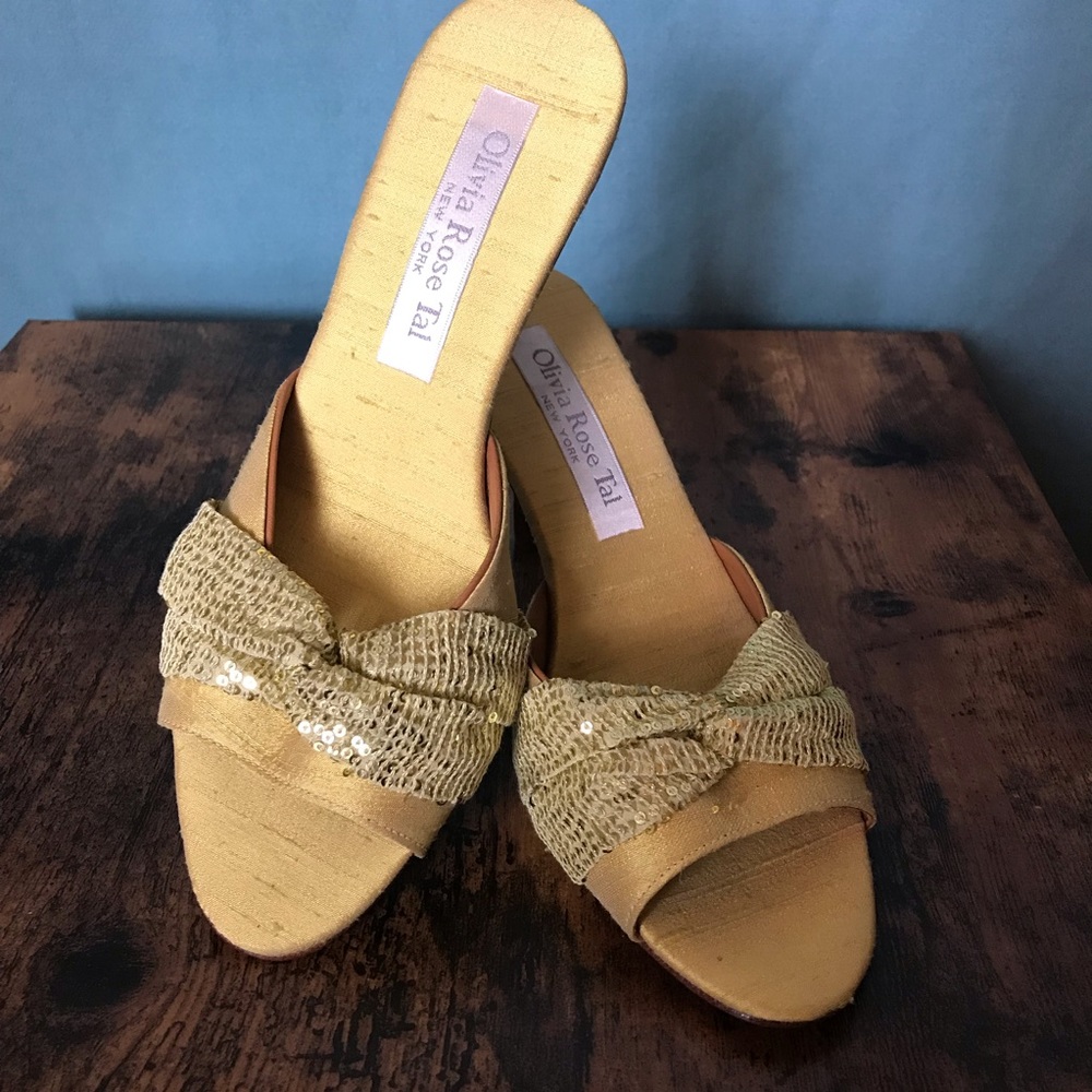 Olivia Rose Tal slide heels chartreuse